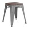 Flash Furniture 4 " Silver Metal Stool with Wood Seat, PK4 ET-BT3503-18-SIL-WD-GG - alternate 6